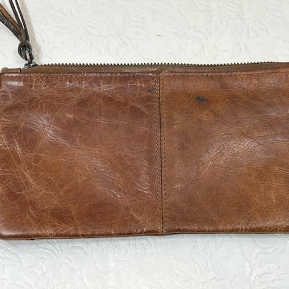 VTG Brown Distressed Leather Zip Studded Accents Pouch Wallet 7.5"x4.25" - Picture 3 of 15